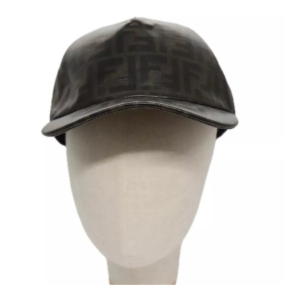 FENDI Zucca Canvas Cap Black Brown Auth main image 7